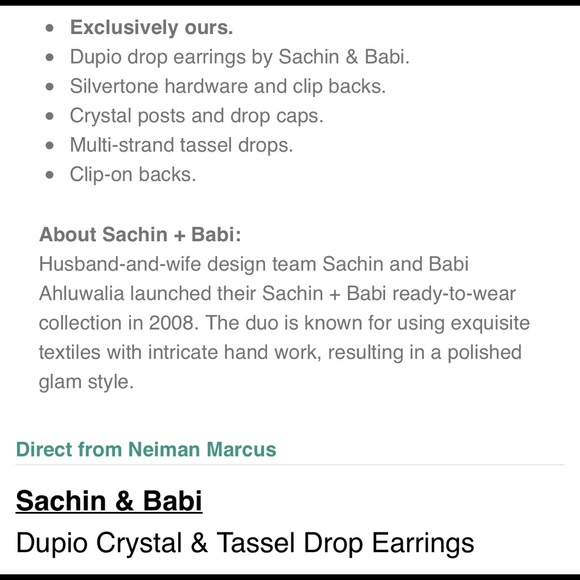 COPY - SACHIN & BABI CRYSTAL DUPIO DROP TASSEL EA… - Picture 11 of 12